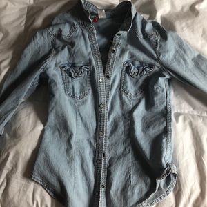 H&M light wash denim shirt